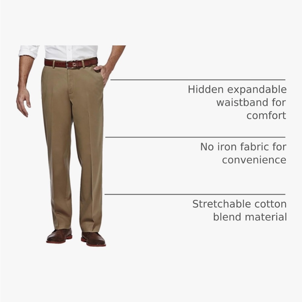 Bundle of 2 Haggar Men's Dark Brown and Tan Chinos - Picture 4 of 10